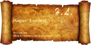 Hager Loránd névjegykártya